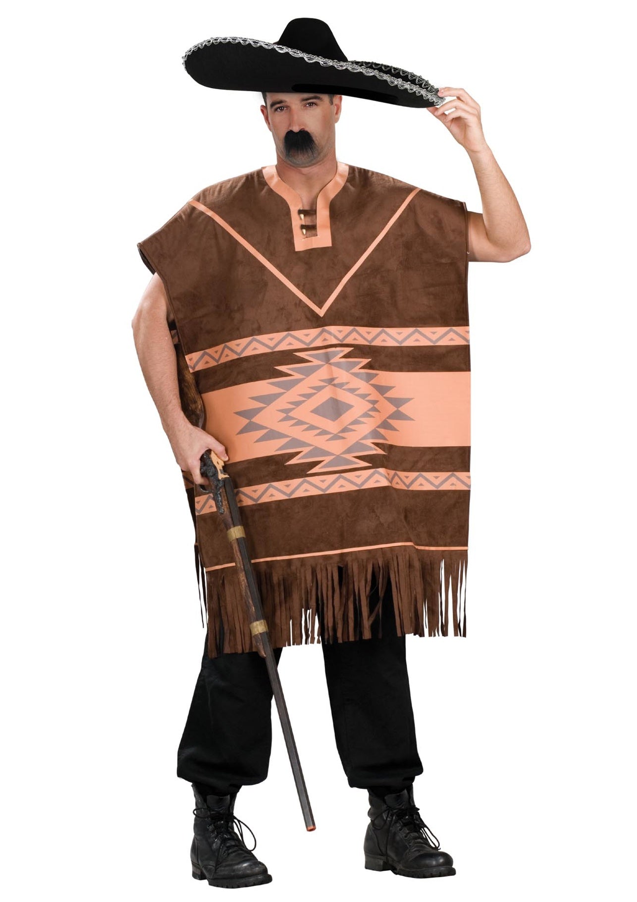 Brown Mexican Poncho Mens Costume