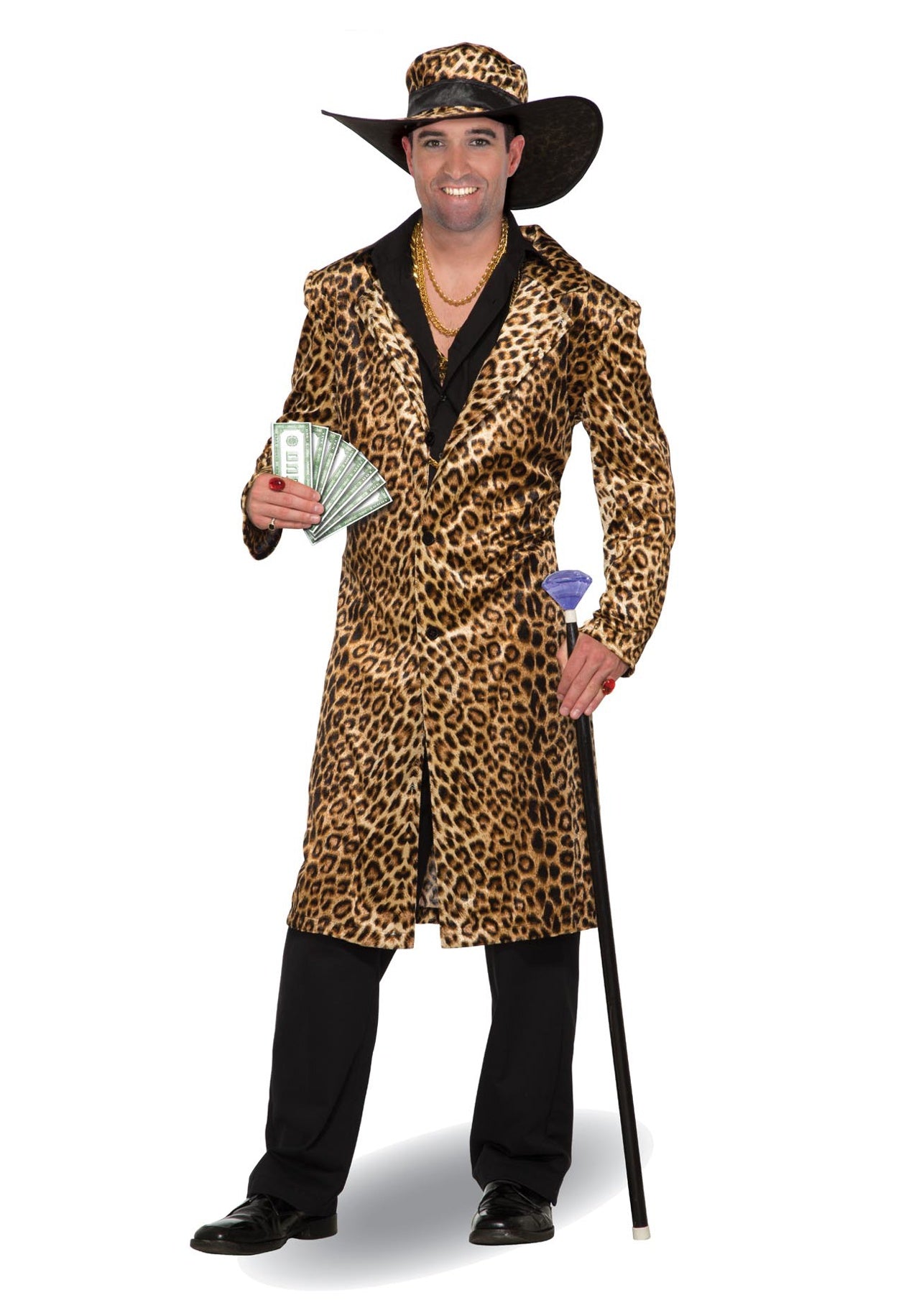 Leopard Coat and Hat Mens Costume