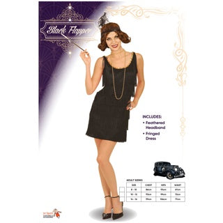 Black Flapper Dress - Extra Large