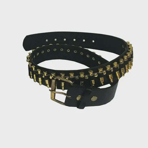 Leather Gold Bullet Belt