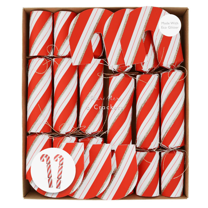 Candy Cane Shape Crackers (Pack of 6)