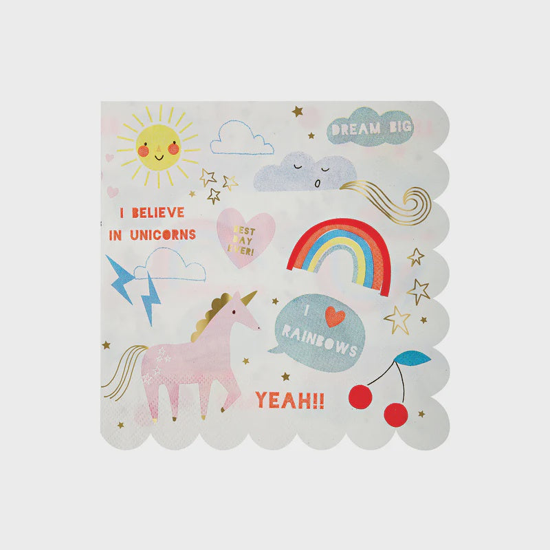 Meri Meri I Believe In Unicorns Large Napkins (Pack of 16)