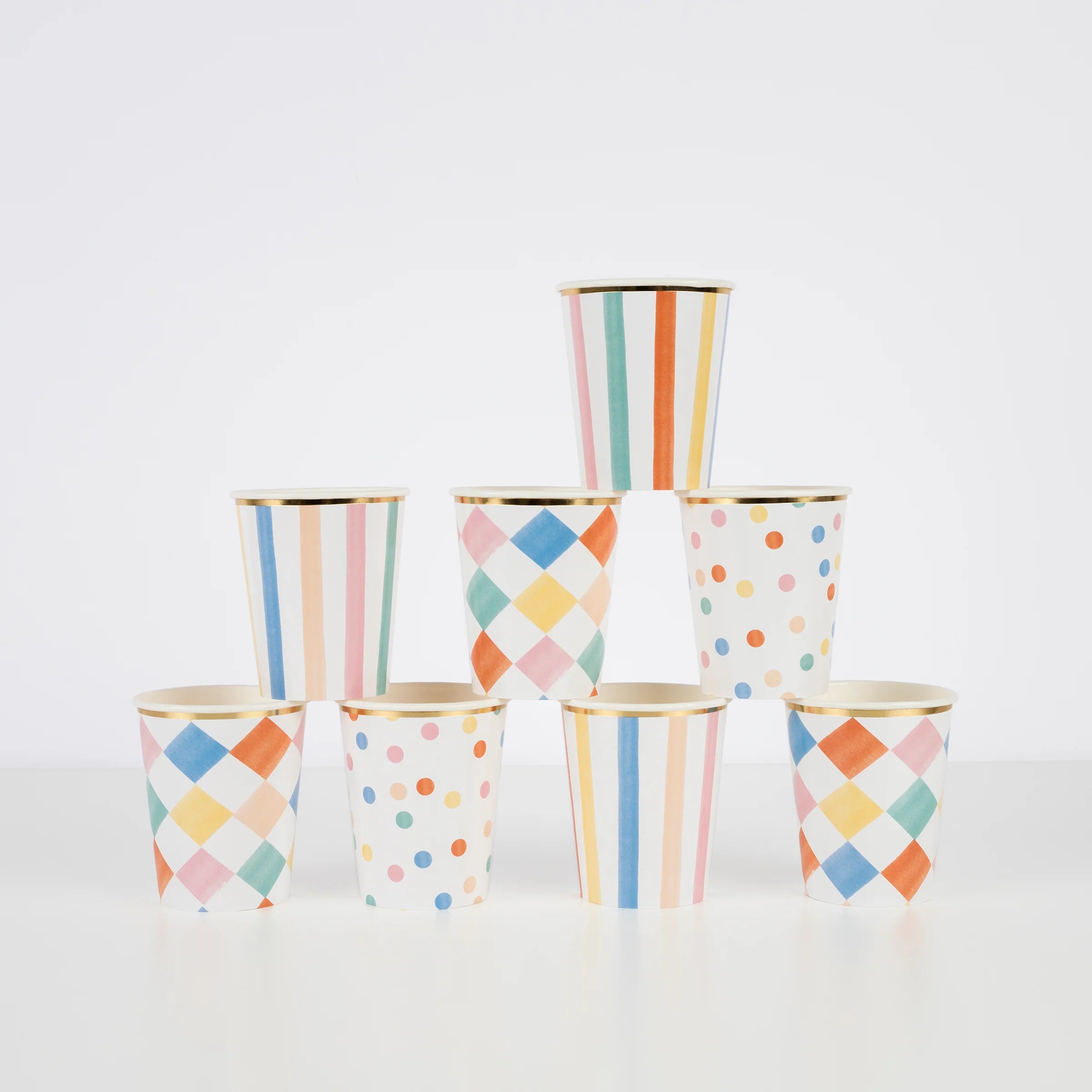 Meri Meri Colorful Pattern Cups - Set of 8