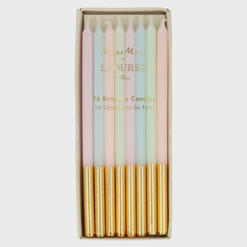 Meri Meri Laduree Paris Gold Dipped Candles (Pack of 16 in 4 colors)