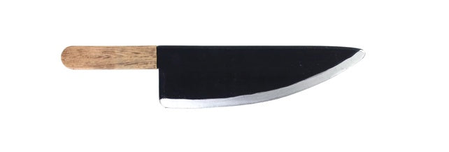 Butcher Knife with Wooden Look Handle