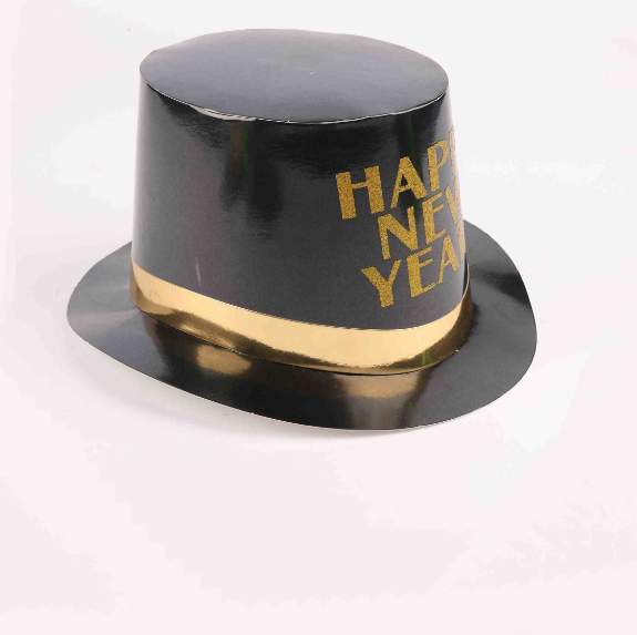 New Years Black Top Hat