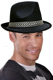 Trillby Black Hat with Brown Band