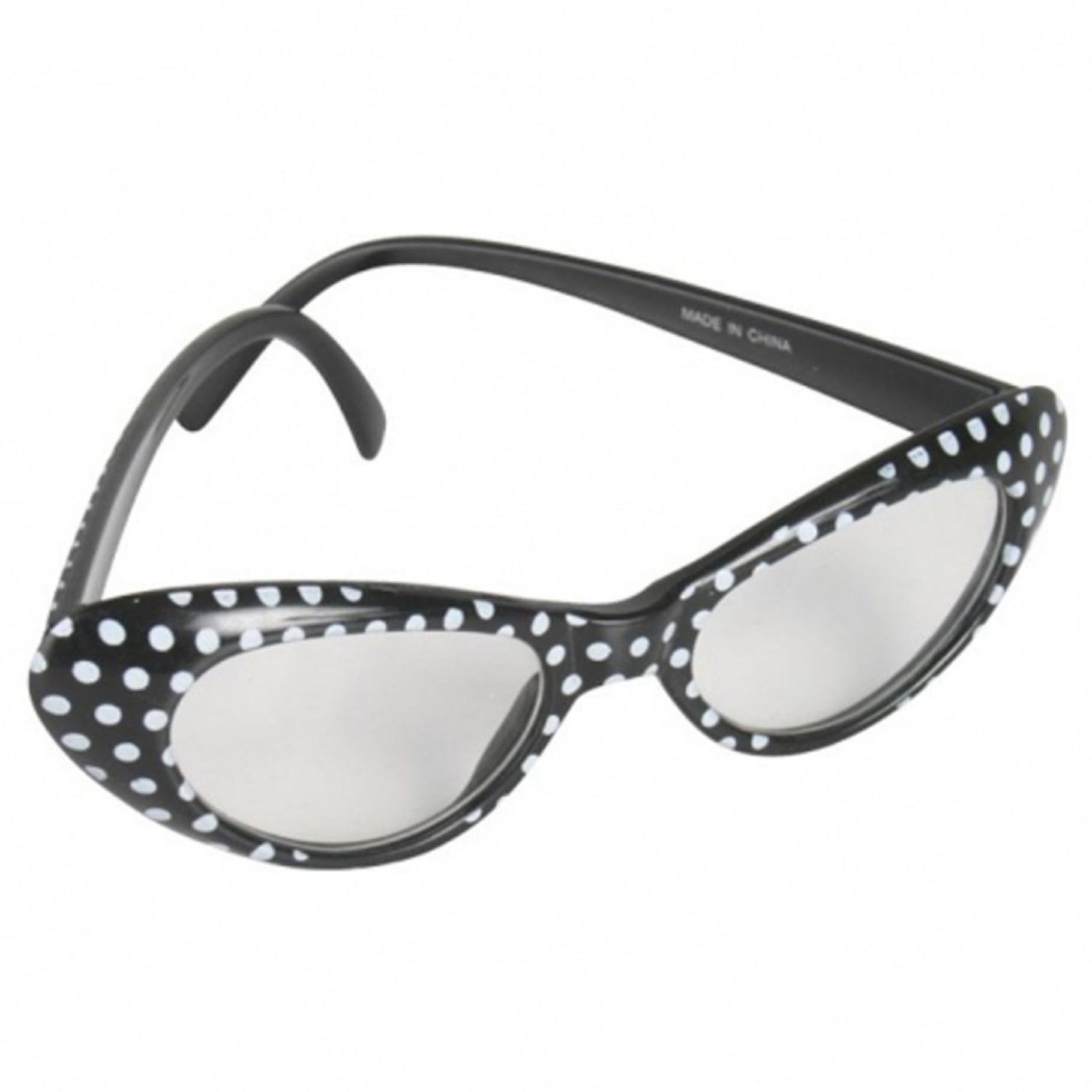 60’s Glasses Black and White Polka Dots