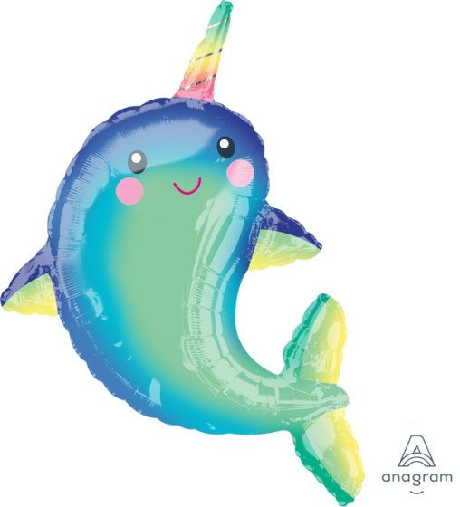 Happy Narwhal Supershape Foil Balloon