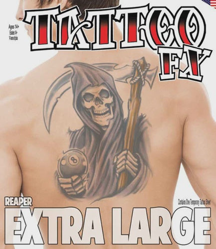 Grim Reaper Temporary Tattoo - Extra Large