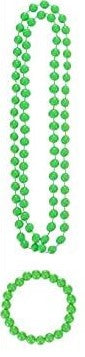 Green 80's Fluorescent Bead Necklace and Bracelet Set