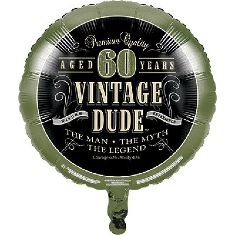 Vintage Dude 60th Birthday Foil Balloon 45CM