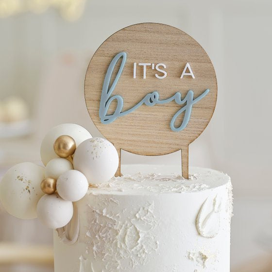 Wooden "It's a Boy" Cake Topper