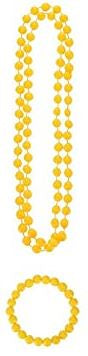 Yellow 80's Fluorescent Bead Necklace and Bracelet Set