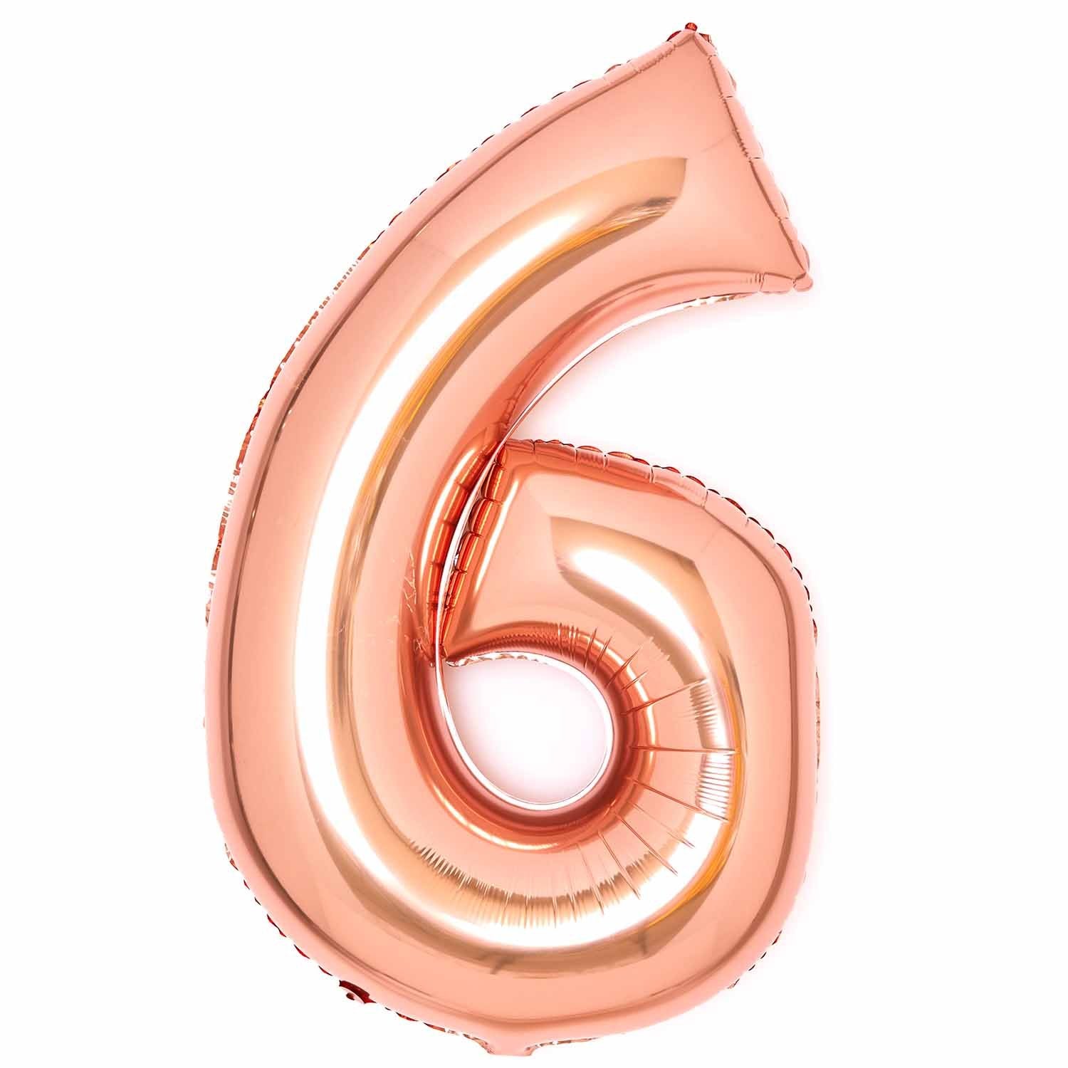 Number 6 Rose Gold Supershape Foil Balloon