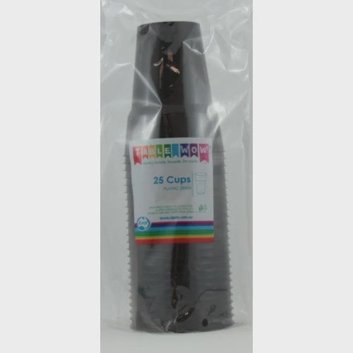 Black Plastic Cups 285ml 20pk