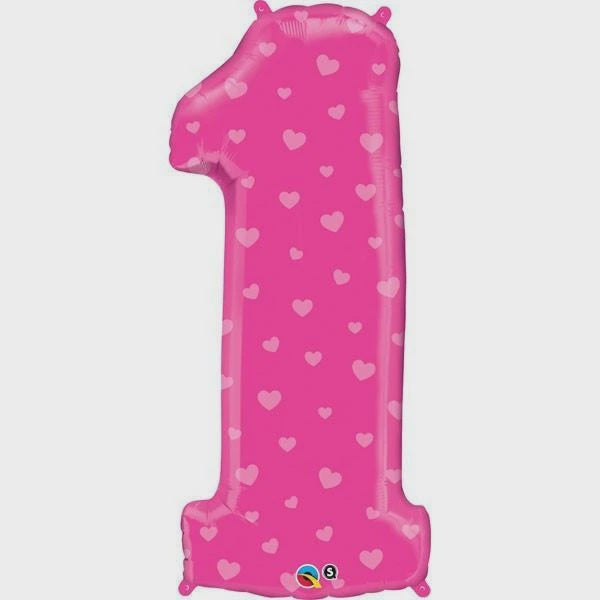 Number 1 Pink Hearts Megaloon