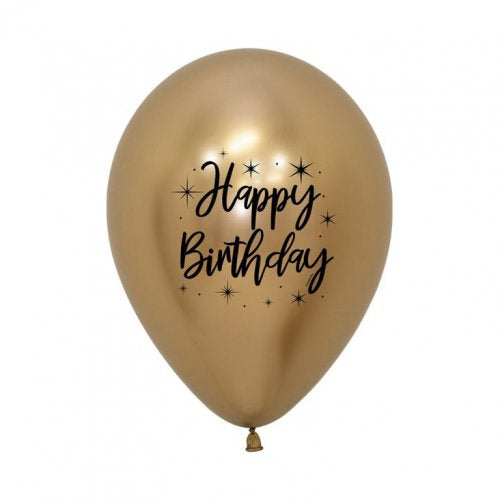 Happy Birthday Gold Reflex 30 cm Latex Balloon