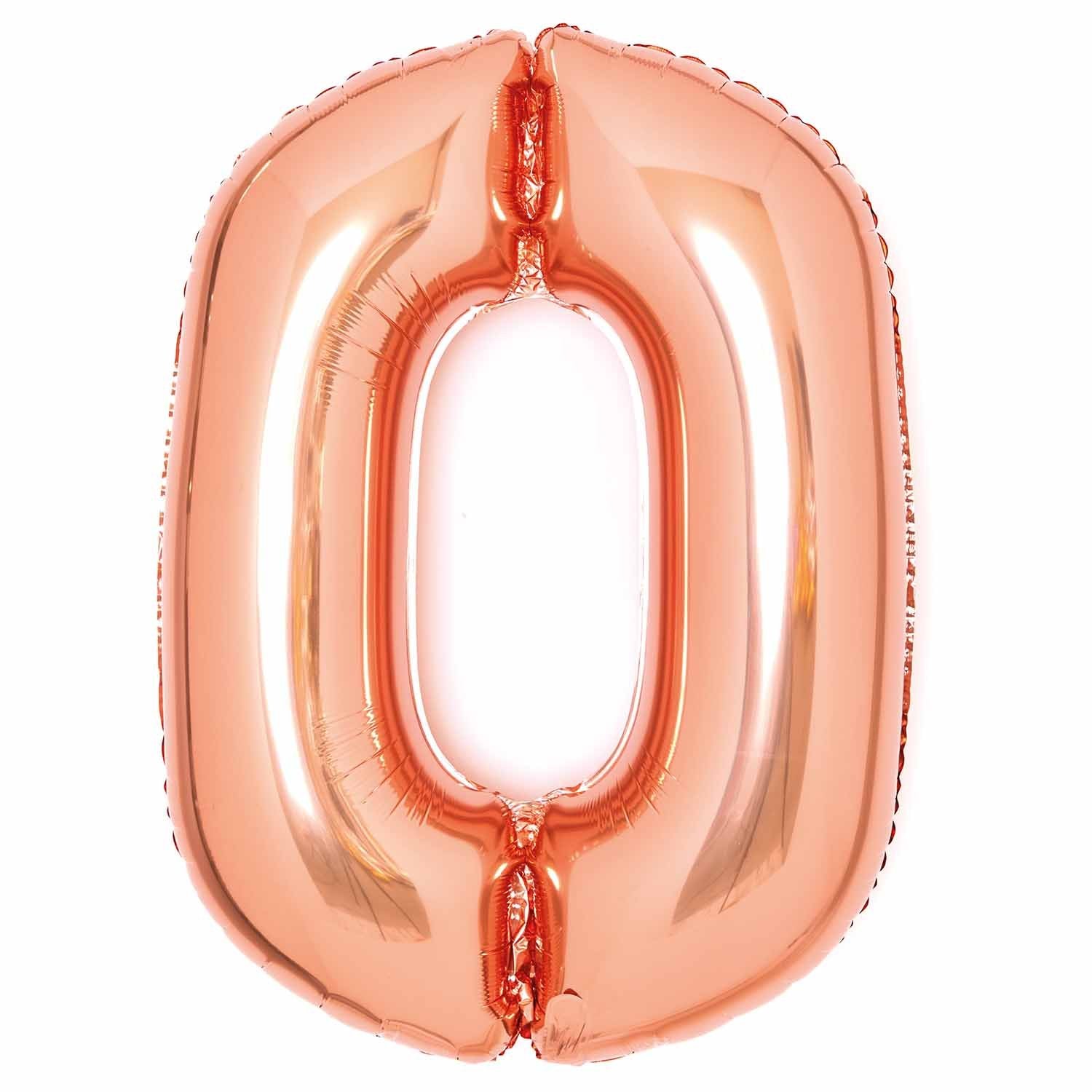 Number 0 Rose Gold Supershape Foil Balloon