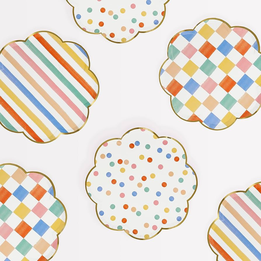 Mer Meri Colourful Pattern Dinner Plates (Pack of 8)