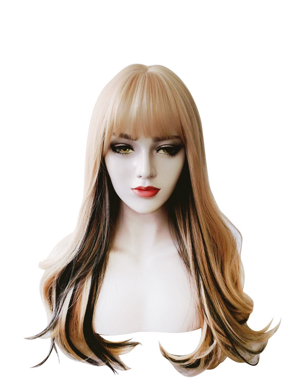 Amy-Long Wavy Two Tone Brown Blonde Heat resitant Fashion Wig
