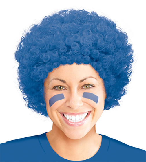 Blue Curly Cheer Wig