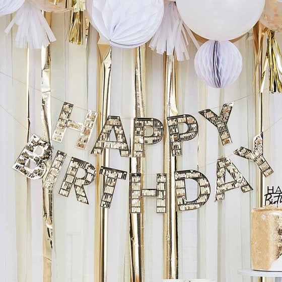 Gold Fringe Happy Birthday Bunting 1.5m