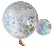 Iridescent and Silver Confetti 90cm Balloon