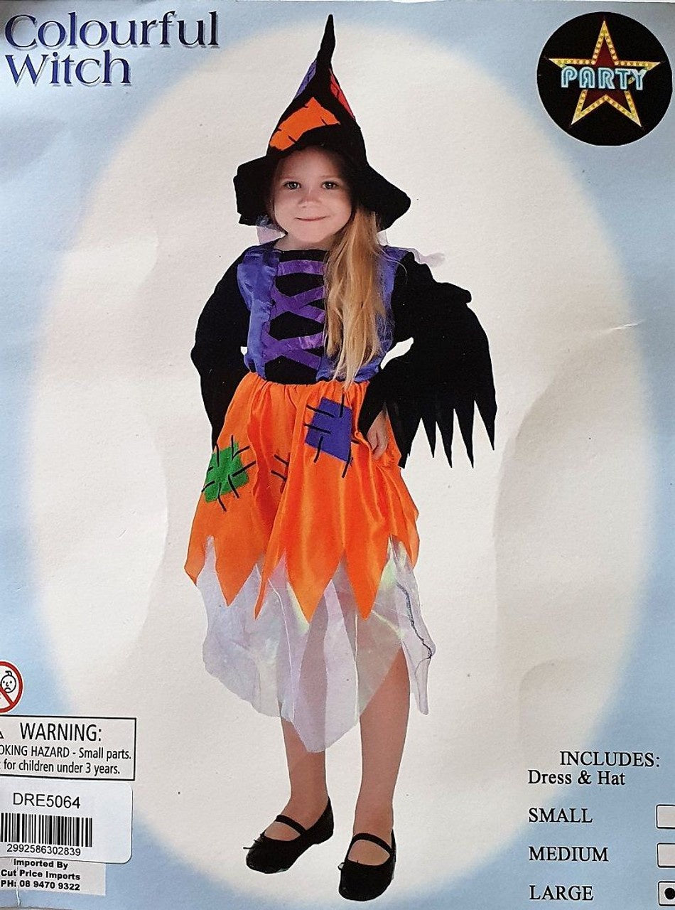 Colorful Witch Kids Costume Size 10-12