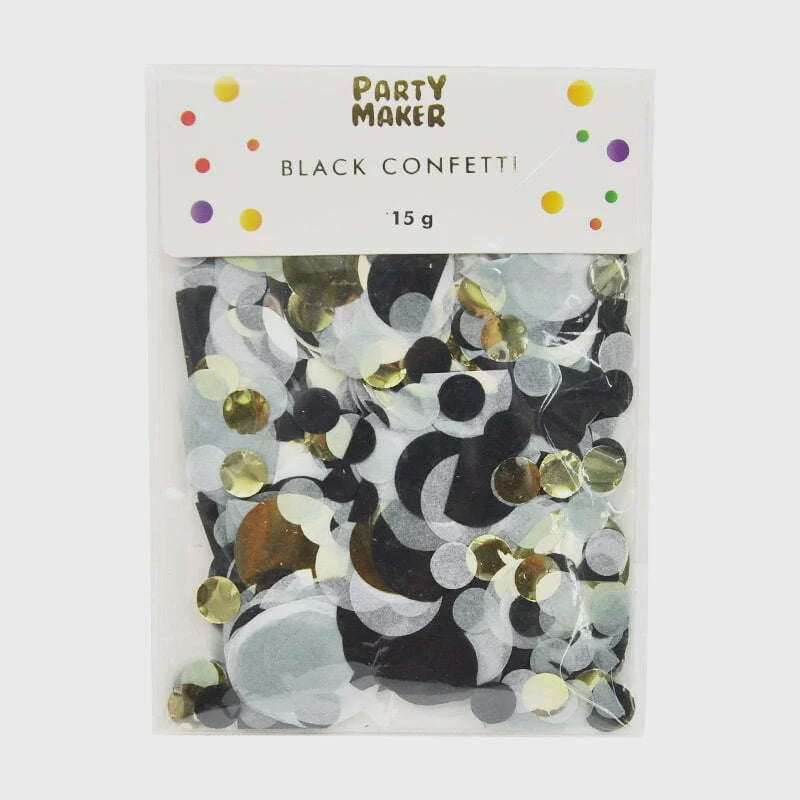 Black, Gold, Silver & White Mix Conetti 15g