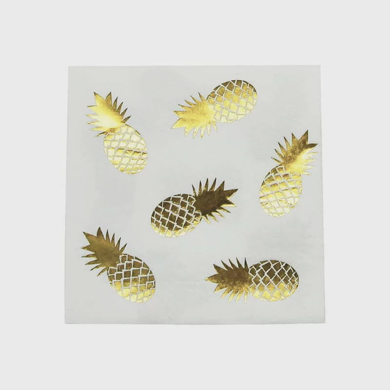 Gold Pineapple Napkins (Pack of 16)