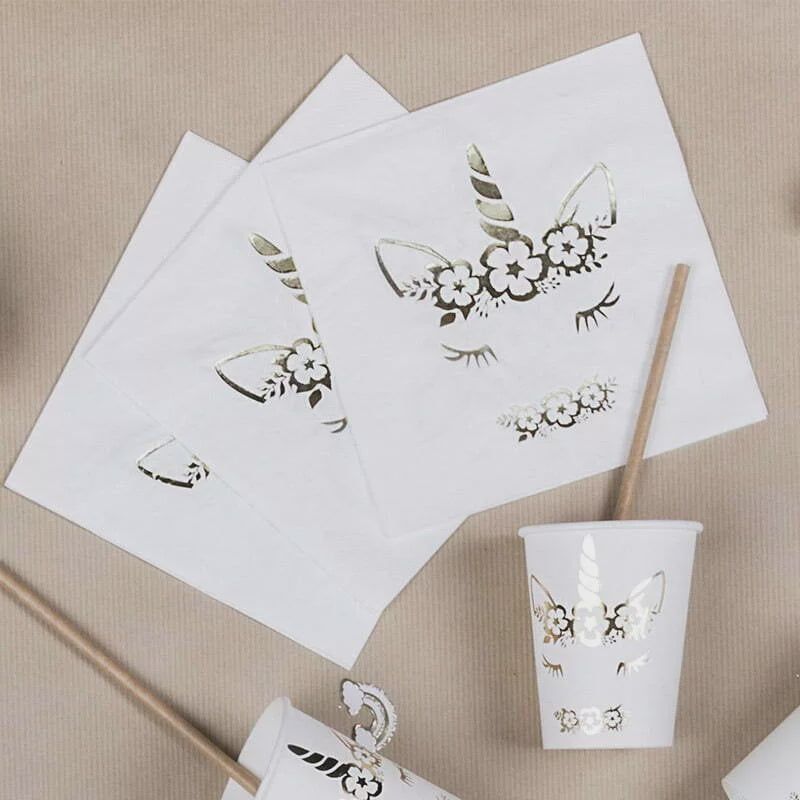 Gold Foil Unicorn Napkins (Pack of 16)