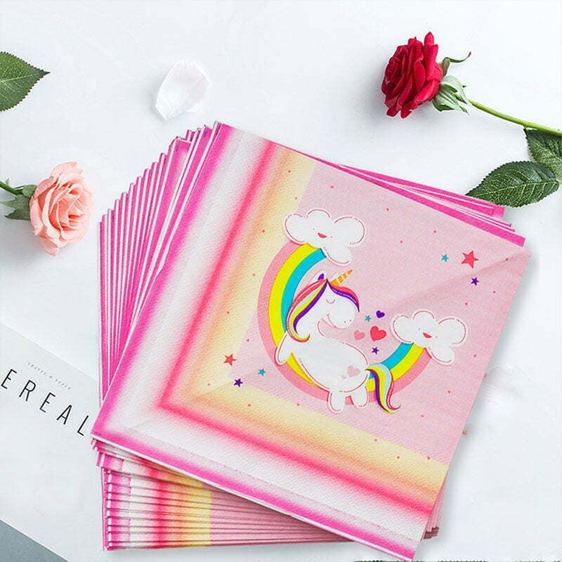 Pink and Rainbow Unicorn Napkins (Pack of 16)