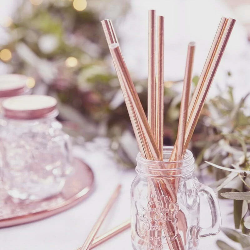 Rose Gold Foiled Paper Straws (Pack of 20)