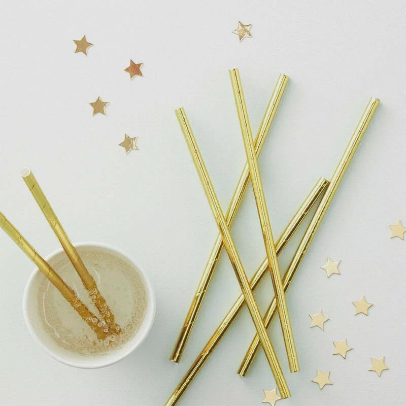 Gold Foiled Paper Straws (Pack of 20)