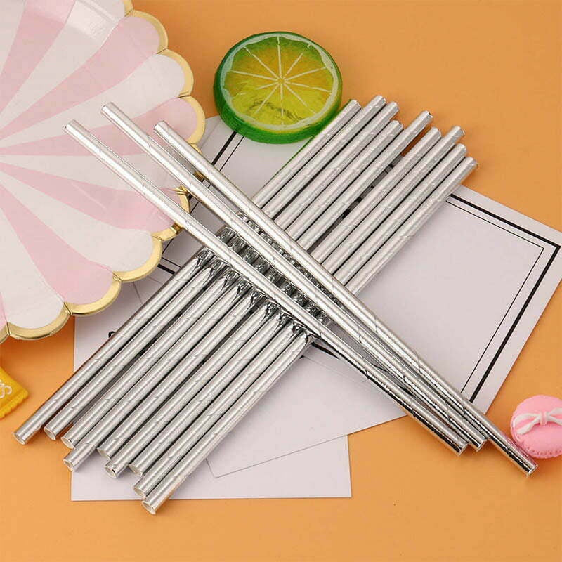 Silver Foiled Paper Straws (Pack of 20)