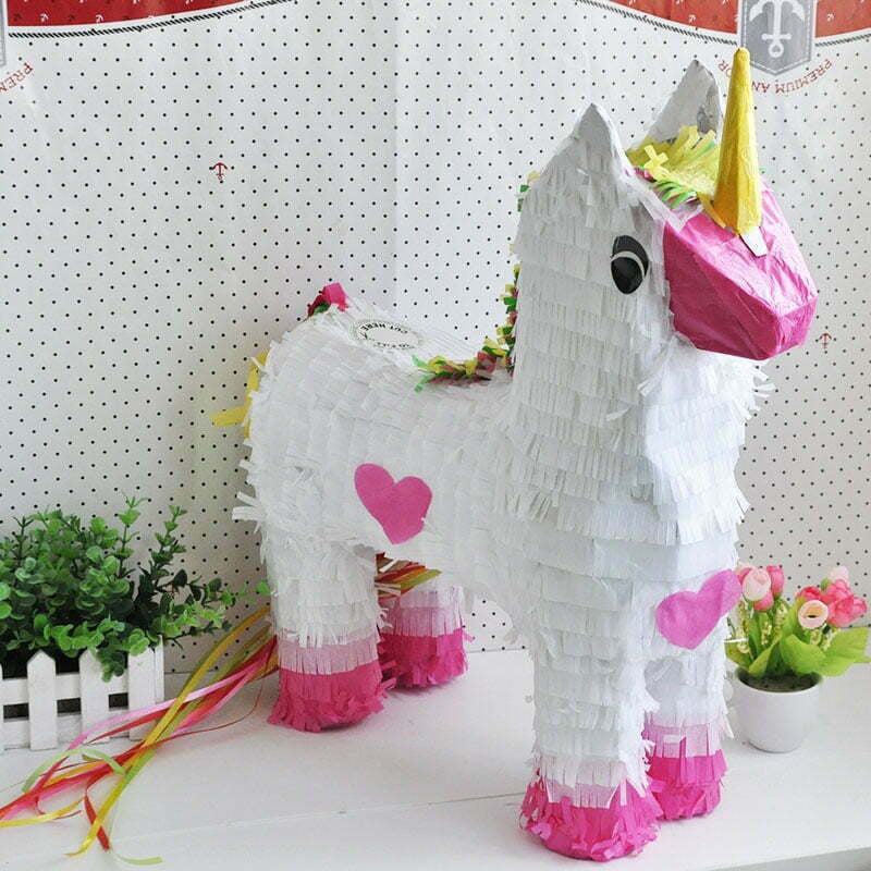 Pink and White Unicorn Pinata