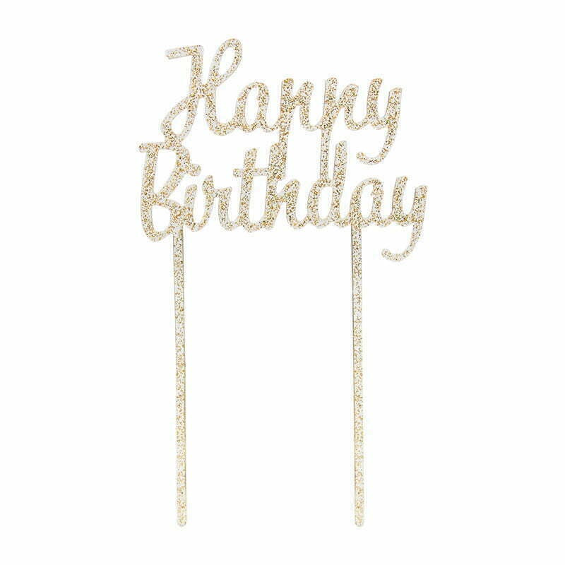 Happy Birthday Gold Cake Topper (Pack of 1)