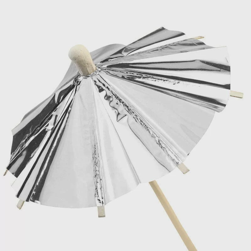 Silver Foil Umbrella Picks (Pack of 10)