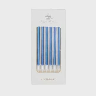 Metallic Blue Candles (Pack of 6)