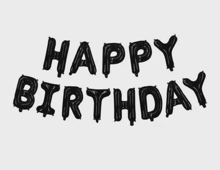 Happy Birthday Black Foil Balloon