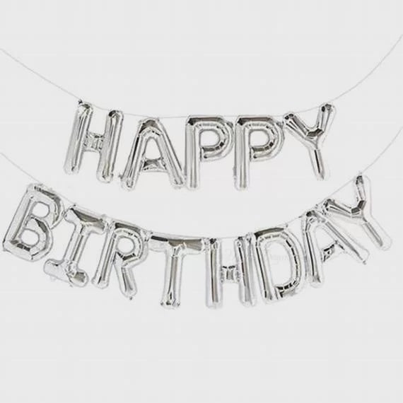 Happy Birthday Silver Foil Balloon Pack