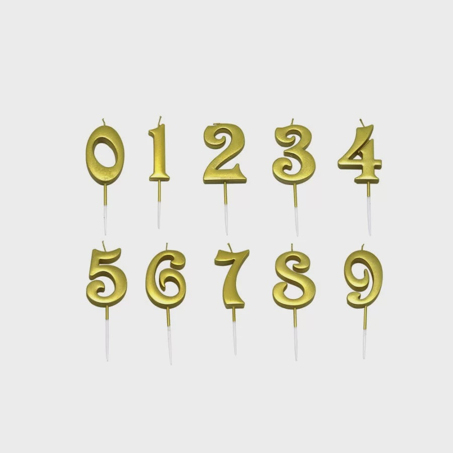 Metallic Gold Number Candle