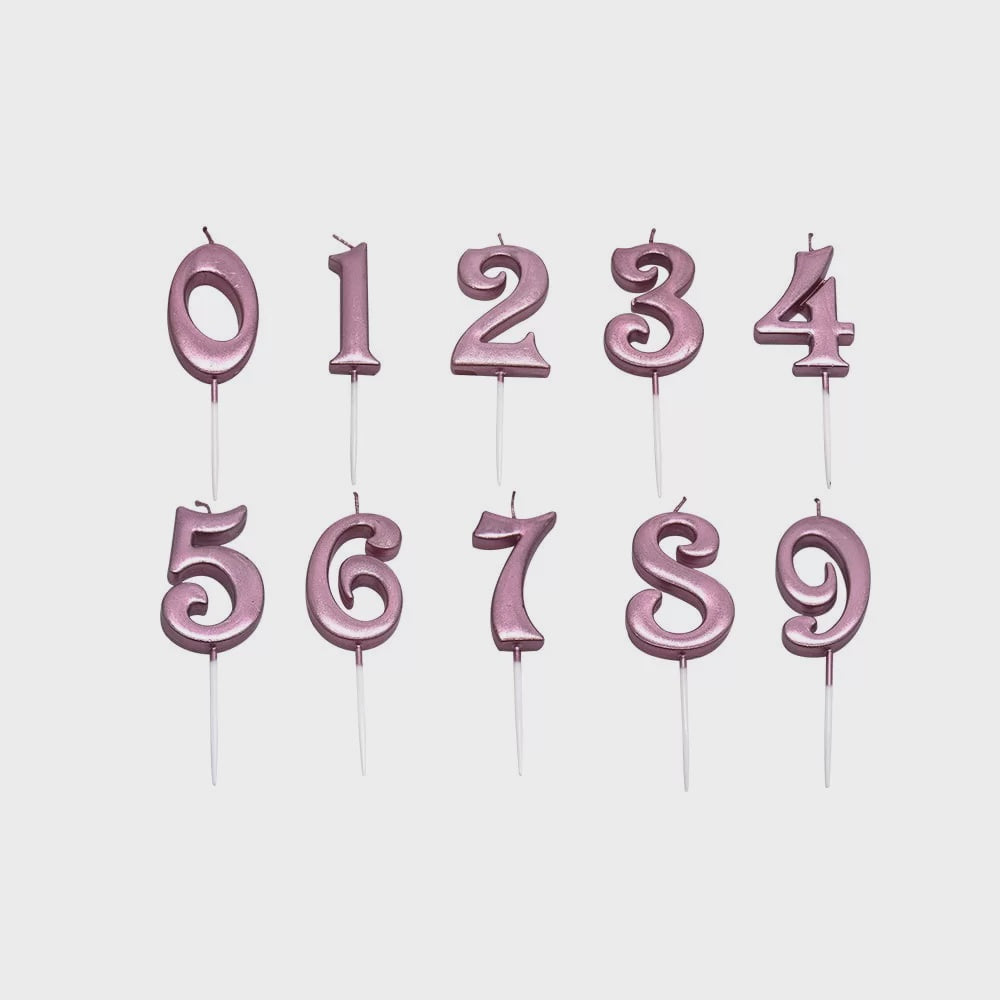Metallic Rose Gold Number Candle