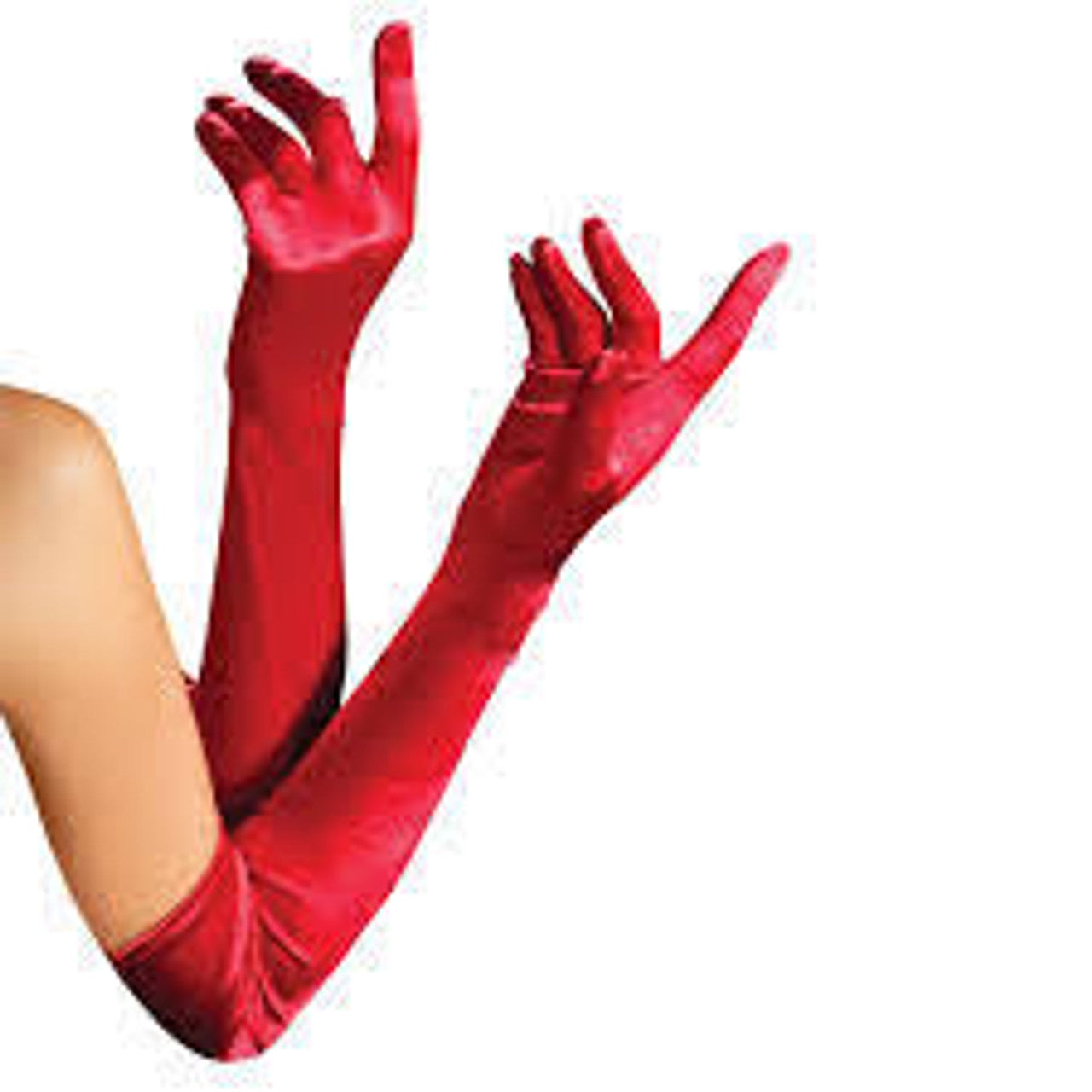 Elbow Length Long Red Satin Gloves