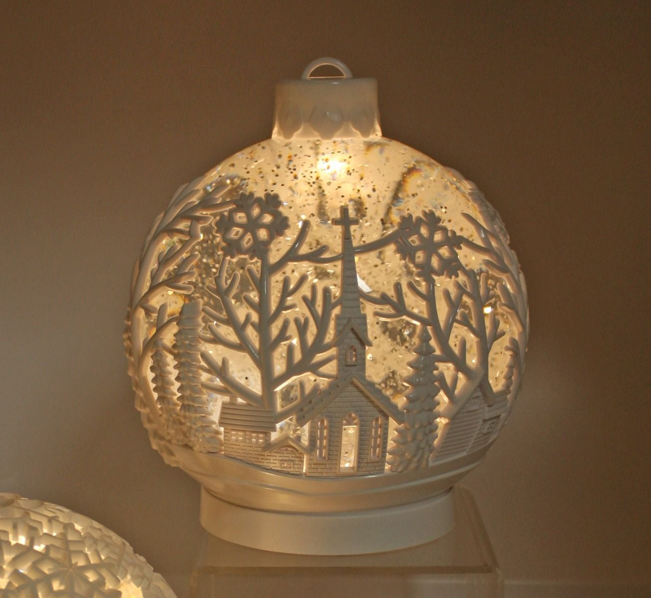 White Bauble Christmas LED Lantern