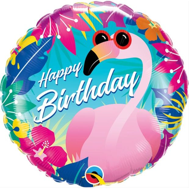 Tropical Flamingo Happy Birthday 18" Foil Balloon