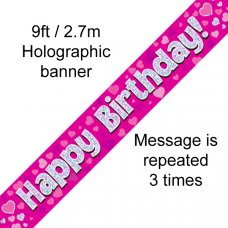 Pink Holographic Birthday Banner