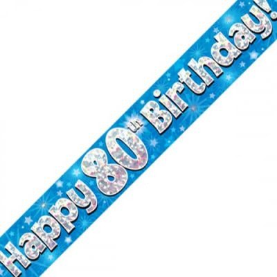 Blue Happy 80th Birthday Banner