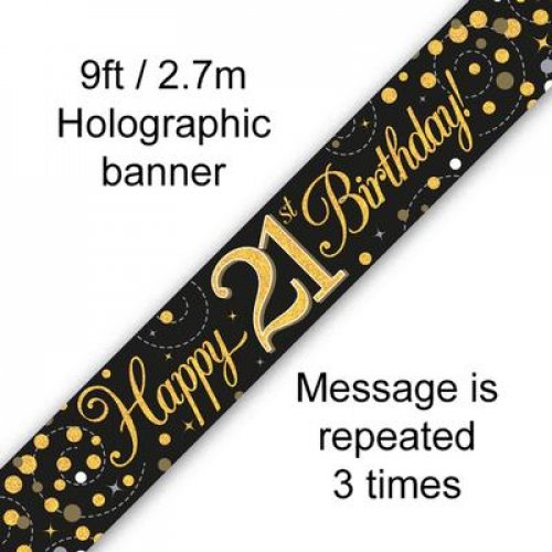 Sparkling Fizz Black & Gold 21st Banner